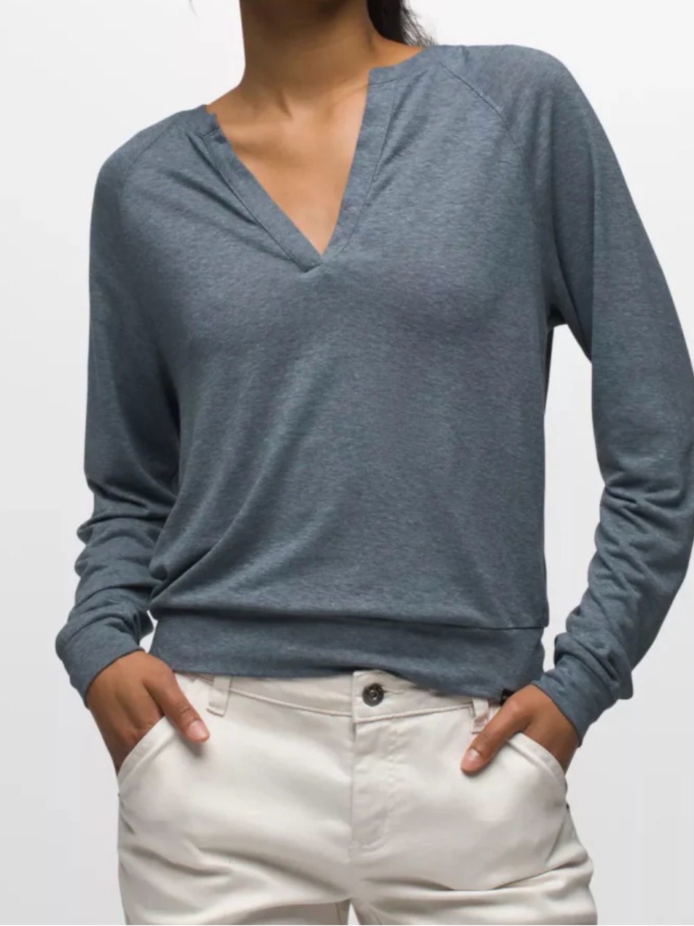 PRANA Cozy Up Sweet Breeze V-Neck Long Sleeve Top size S